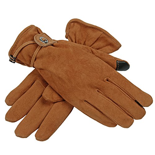 OZERO women warm gloves with deer split leather and touch screen pads,1 pair