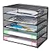 Samstar Desk Organizer, Mesh File Paper Letter Tray with 5 Stackable Trays and Sorter, Black