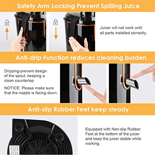 Juicer Extractor Picberm Wide Mouth Juicer Machines, 3 Speed Centrifugal Juicer for Fruit and Vegetable, Powerful Juicer with Plus Pulse Function, 800W/2000RPM, Easy to Clean & BPA Free, Black