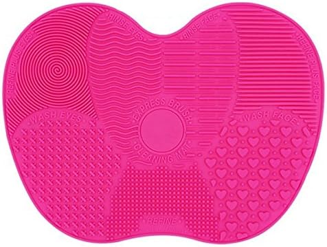 LYNN Silicone Makeup Brush Cleaning Mat, Makeup Brush Cleaner,Makeup Brush Cleaner Pad,Cosmetic Brush Cleaning Mat Portable Washing Tool Scrubber with Suction Cup (Rose-Big Size)