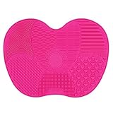 LYNN Silicone Makeup Brush Cleaning Mat, Makeup Brush Cleaner,Makeup Brush Cleaner Pad,Cosmetic Brush Cleaning Mat Portable Washing Tool Scrubber with Suction Cup (Rose-Big Size)