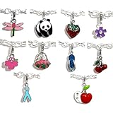 Housweety 10 PCs Mixed Clip On Enamel Charms. Fits Link Chain Bracelet