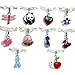 Housweety 10 PCs Mixed Clip On Enamel Charms. Fits Link Chain Bracelet