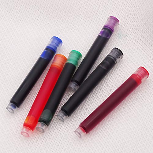 30 PCS Jinhao Fountain Pen Ink Cartridges 6 Colors Set( Black, Blue, Apple Green, Purple, Red and Orange) International Standard Size