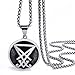 ELFASIO Men Pendant Necklace Stainless Steel Sigil of Lucifer Seal of Satan Baphomet Chain Jewelry 28 inch