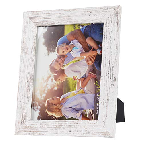Wood Photo Frames, SasaAccueil Vintage Wooden Rustic Picture Frame Set with High Definition Glass for Wall Mount Table Top Display Unique Durable 3 Pack (Antique White, 8x10'')