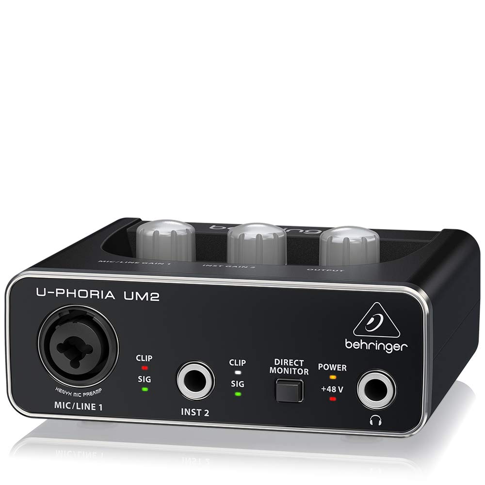 BEHRINGER Audio Interface, 1x XLR/TRS 1x 1/4" 2X RCA USB, Black, 1