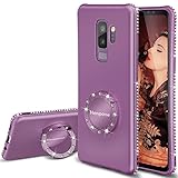 Galaxy S9+ Plus Cases, Glitter Girly Purple S9+ Phone Cover with Kickstand Grip Finger Ring Stand Protective Luxury Diamond Sparkle Bling Samsung Galaxy S9 Plus Case for Women Girls - Lilac Purple