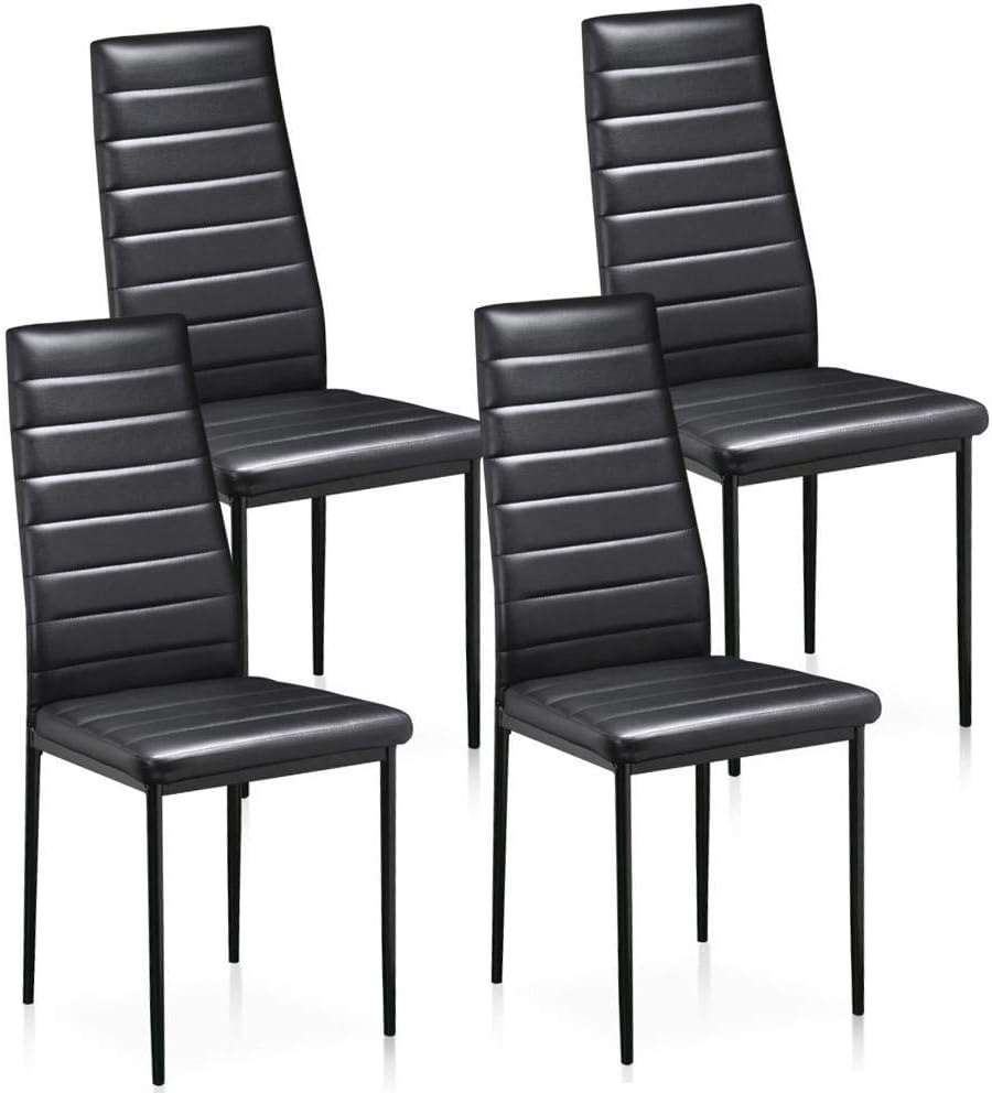 Furniture Aingoo Kitchen Chairs Set Of 4 Dining Chair Black With Steel Frame High Back Pu Leather White Home Heiber Com My