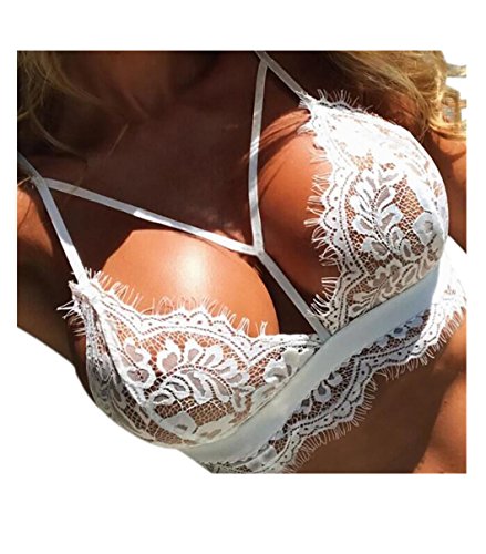 image for Qisc Women's Sexy Strappy Lace Bra Babydoll Bandge Lingerie Crop Top F