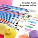 Complete Set of 30 Paint Brushes Bundle with Crayola Washable Kid's Paint (6 count) – Washable Kids Paints and Paintbrush Set - 2oz Assorted Bottles – Perfect for Kids Age 3+