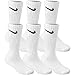 Nike Performance Cotton Cushioned White 6 Pack Crew Socks Large