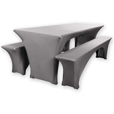 Gräfenstayn® Leopold Stretch - Biertischhussen-Set 3 TLG für Bierzeltgarnitur - 50cm oder 70cm Tischbreite - mit Öko-Tex Sieg