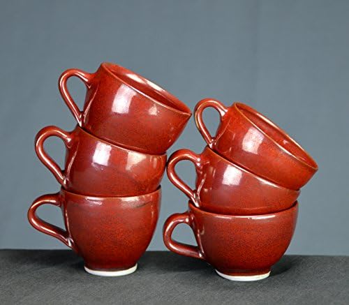 Iron Red Ceramic Teacup Set, Hand Thrown Porcelain Pottery, Espresso Cup Set, Coffee Cup Set, Cup, Sake, Tea, Gift | Caldwell Pottery