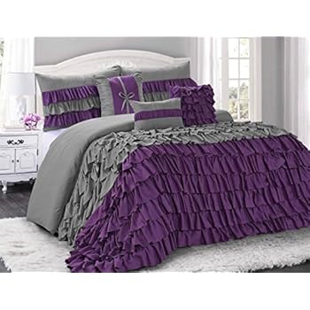 Amazon.com: 13 Piece Queen Duchess Plum and Gray Bed in a