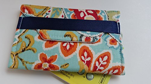 Birth control ribbon case- Discrete pill holder- Orange/red flowers