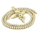 Mens Gold Tone Angel Side Clear Stone Charm Pendant 1 row 4mm 20