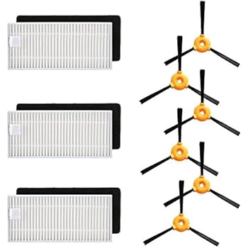 BBT BAMBOOST Accessories Parts Fit for EcoVacs DEEBOT 661, Deebot 500, Deebot 600, Deebot 601 Robotic Vacuum Cleaner, 3 Set Filters,6 Side Brushes