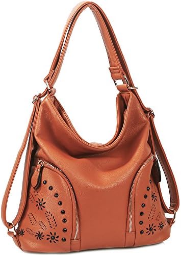 iYaffa Women's Handbag Hobo bags Shoulder Purse Backpack PU Leather 3 Ways Tote Satchel Soft Lightweight Medium Size brown
