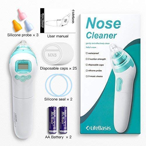 Baby Nasal Aspirator Battery Operated for Newborn Toddlers Nose Cleaner with 3 Operation Levels Safe Hygienic Snot Sucker Nostril Cleaner LCD Screen and Music Function 3 Size of Nose Cups - Thumbnail 6