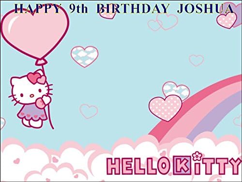 HELLO KITTY PERSONALIZED 10" x 7.5" ICING CAKE TOPPER- ANY NAME,AGE OR MESSAGE - USE THE GREETING MESSAGE WHEN YOU CHECK OUT OR EMAIL ME WITH THE NAME