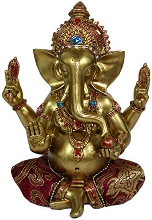 Ganesha Statue Figurine Gold 7"