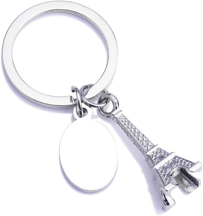 Vikenner Retro Mini Paris Eiffel Tower Keychain Creative Model Keyring Car Key Hanging Pendant for Christmas Valentine's Day Gift - Silver
