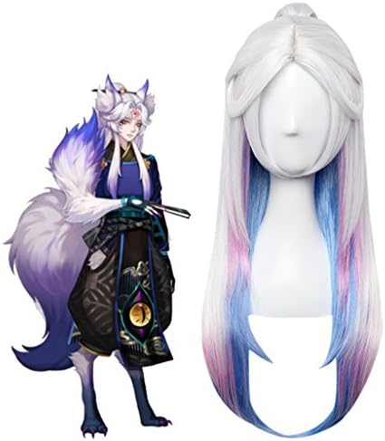 Uwowo Silver Wig Fox Demon Cosplay Wig Ombre Fairy Straight Hair