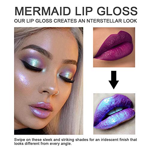 Glitter Liquid Lipsticks Set of 6 Diamond Shimmer Metallic Lipstick Waterproof Long Lasting Shinning Iridescent Mermaid Shimmer Lip Gloss Face Eye Cosmetic Glow Shimmer Makeup Kit (6 Pcs) - Thumbnail 4