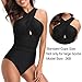 W YOU DI AN One Piece Swimsuit Bathing Suit for Women Sexy Tummy Control Front Cross Backless Monokini Swimwear Beachwear (Black, S)