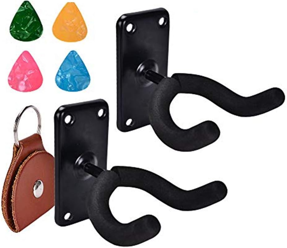 Guitar Wall Mount Hangers Guitar Hook Guitar Holder Guitar Hanger for Electric Acoustic and Bass Guitars (2PACK)