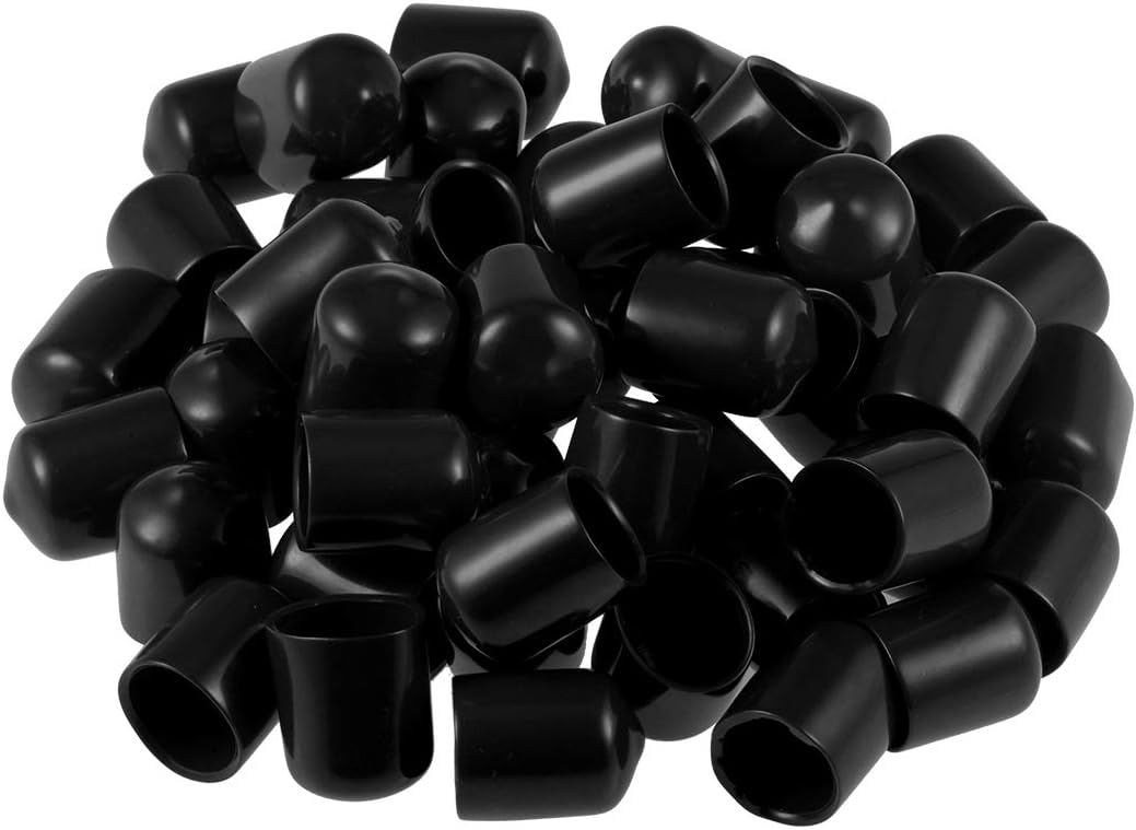 ID Vinyl Round End Cap Cover Screw Thread Protectors Black 16mm uxcell