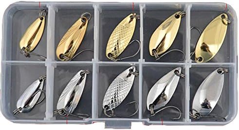 AGadget Lures Metal Fishing Spoons Kit 10PCS 1.5g-2.5g Small Size with Tackle Box