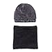 Winter Warm Knit Hat Neck Warmer Set for Men and Women, Warm Fleece Lined Wool by REDESS Black, One size fits most