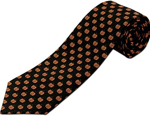 100% Silk Halloween Jack-o-Lantern Pumpkin Tie for Big and Tall Men (Available in 63" XL and 70" XXL)