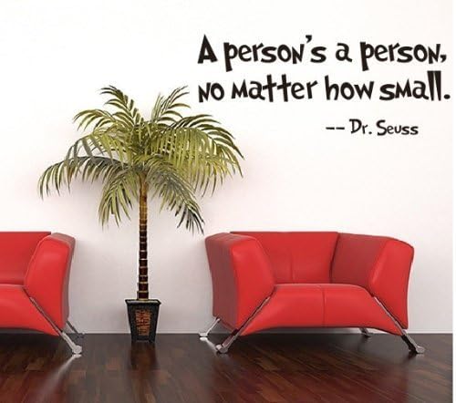 CuteCabbage Quote Dr Seuss a Person's a Person,no Matter How Small, Wall Art Vinyl Decals Stickers Quotes and Sayings Home Art Decor Wall Sticker Decal Love Kids Bedroom