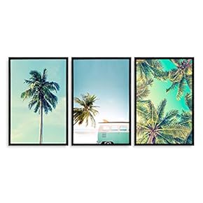 3 Piece Framed Canvas Home Artwork Decoration Nordic Summer Day Canvas Wall Art for Living Room, Bedroom - 16"x24"x3 Panels