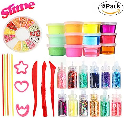 Kcilife Fluffy Slime Baby Putty Floam Slime with Storage Container Sensory Play Stress Relief Toy No Borax with Nice Fragrance for Kids and Adults (Slime & Clay Putty)