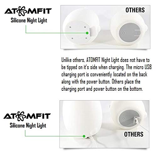 ATOMFIT LED Nursery Night Lights for Kids: Cute Animal Silicone Baby Night Light with Touch Sensor and Remote - Portable and Rechargeable Infant or Toddler Cool Color Changing Bright (Bunny)