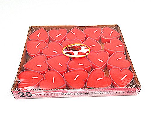 ALIMITOPIA 20pcs Heart-Shaped Candle,Romantic Love Smokeless Sweet Scented Candle(Red)