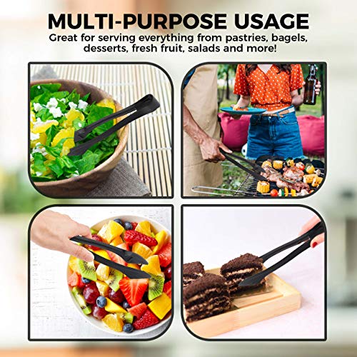 [12 Pack] Plastic Serving Tongs, 8.5 Inch Heavy Duty Disposable Utility Tongs (Black) - Thumbnail 4