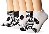 Disney Women's Nightmare Before Christmas 5 Pack No Show Socks, White/Black Assorted, 9-11 Fits Shoe Size 4-10.5