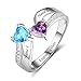 Love Jewelry Personalized Mother Daughter Rings with 2 Heart Simulated Birthstones Custom Women Promise Rings for Her
