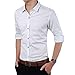 YTD Mens 100% Cotton Casual Slim Fit Long Sleeve Button Down Printed Dress Shirts US L White