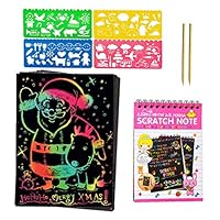 JOOLLY Scratch Paper for Kids, Rainbow Art Paper, Premium Colorful Scratch and Sketch Art Notebook, Wooden Stylus, Drawing Stencils