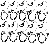 Lsgoodcare 2-Pin Advanced G Shape Police Earpiece Headset PTT with Mic Compatible for Motorola 2 Way Radio CP040 CP200 XTNi DTR VL50 Walkie Talkie Earphone -Pack of 10