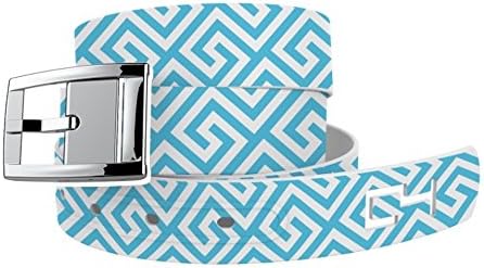 C4 Belts Greek Keys Blue and White Belt with Silver Buckle