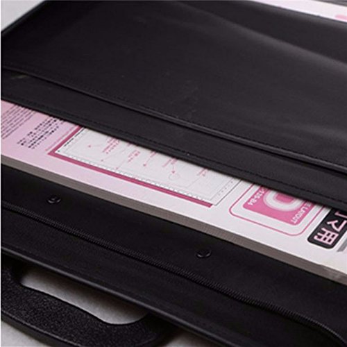 Caveen A2/A3 File Bags Portfolio Drawing Painting Storage Folder Document Carry Cases Portfolio Polypropylene with Interior Pocket, Elastic Straps and Zip - Black A3