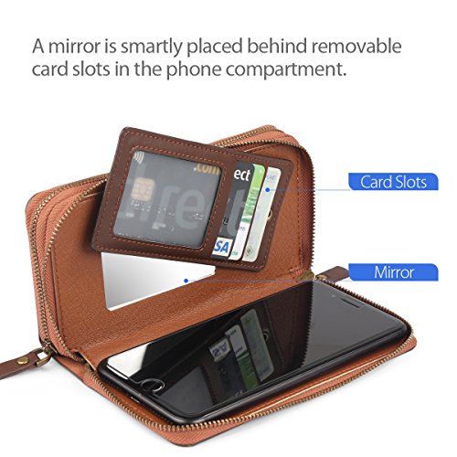 image for TSCASE Zipper Leather Wallet Case, Clutch Bag Phone Wallet Cover with 