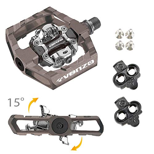 Venzo Click’R Shimano SPD Compatible Mountain Bike Sealed Pedals with Cleats